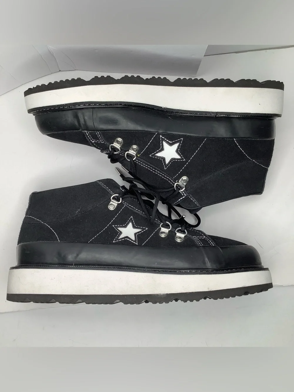 Converse One Star Leather Black Lace Up Mountain Club Mid Boots Women Shoes Sz 9